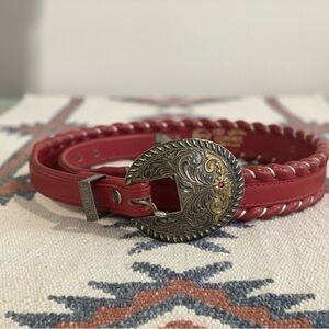 Vintage Justin Red Braided Leather Belt